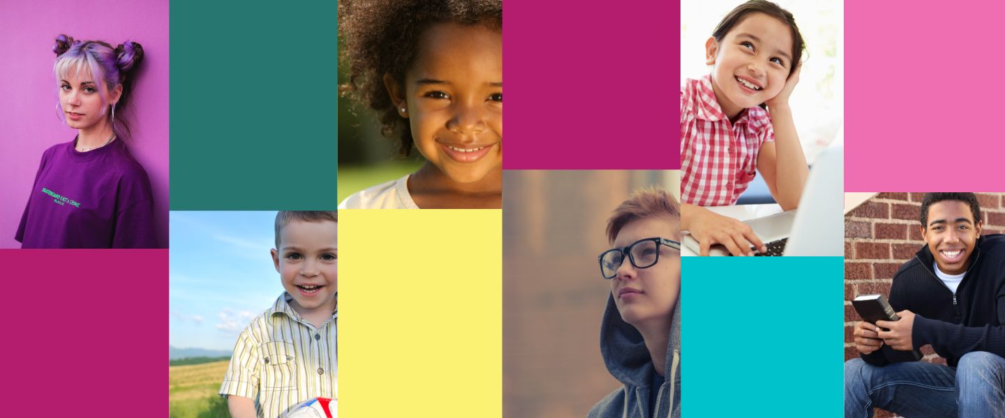 Safeguarding Week, images of young people surrounded by coloured blocks using the LSCP brand colours